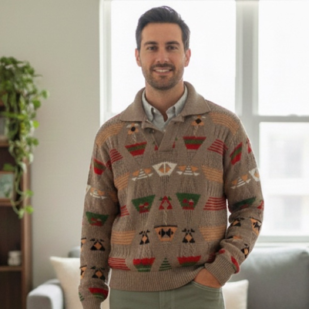 Vintage Gringos Relaxed Mexican Tribal Inspired Knit Sweater
